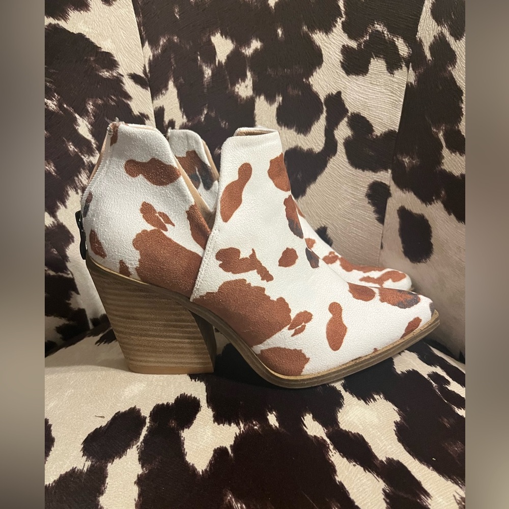 Cow Print Booties NEW